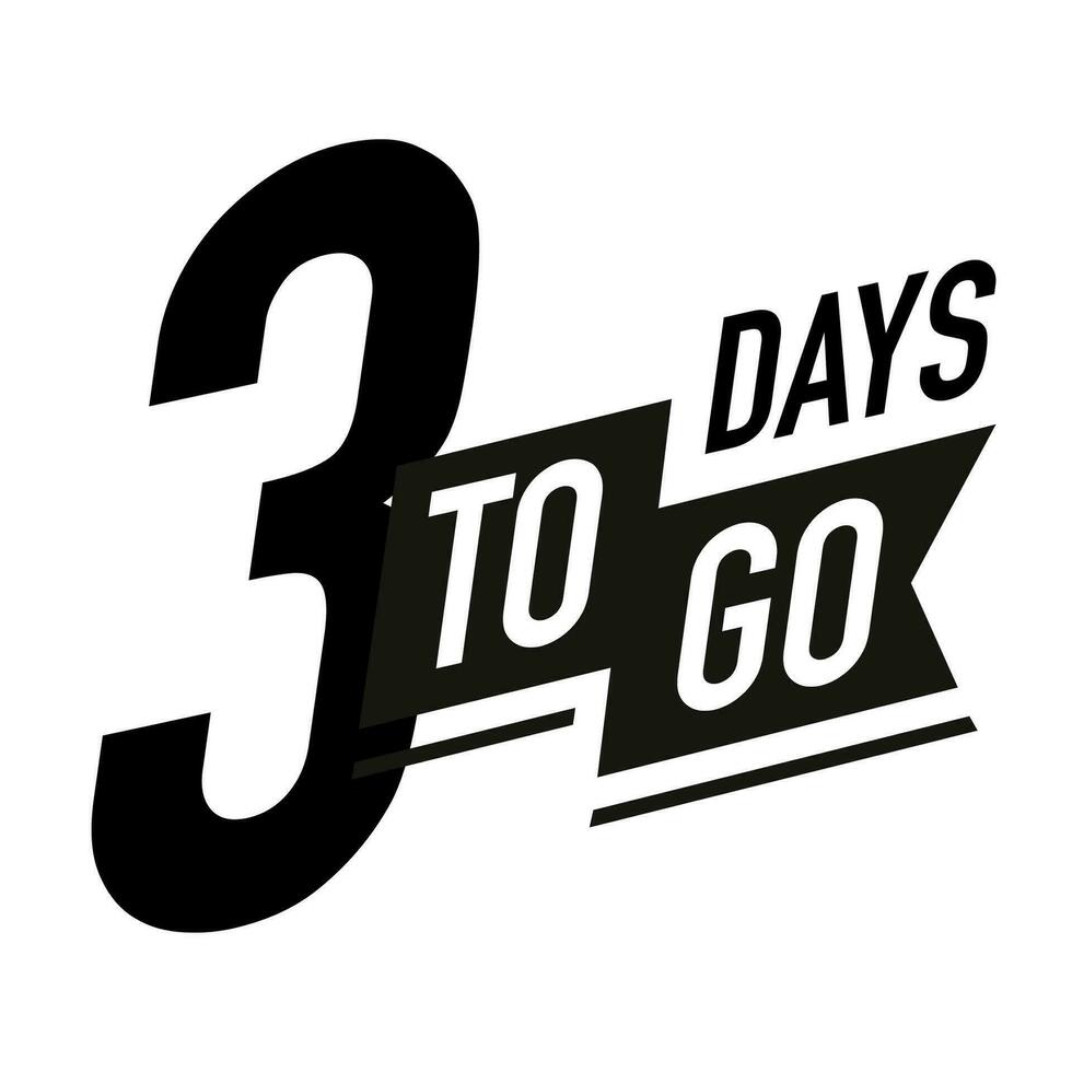 3 days to go timer vector label black color