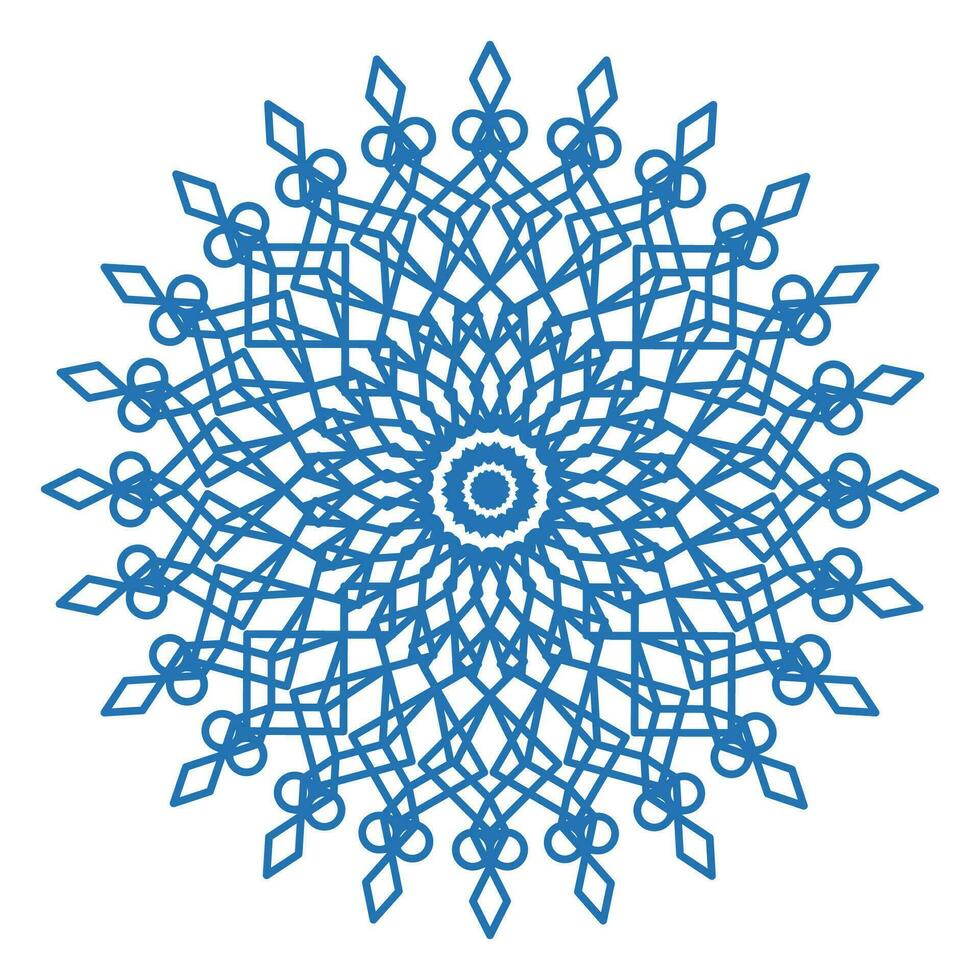 Mandala template blue color line style isolated vector