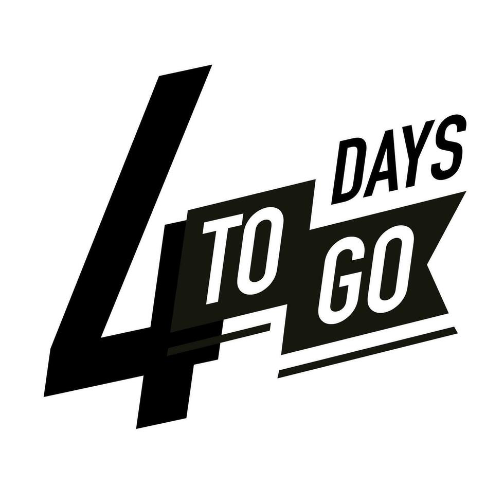 4 days to go timer vector label black color style