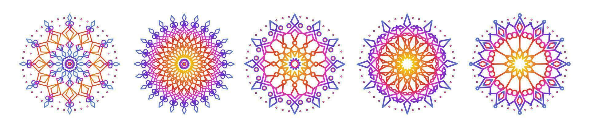 Mandala template colorful line style vector