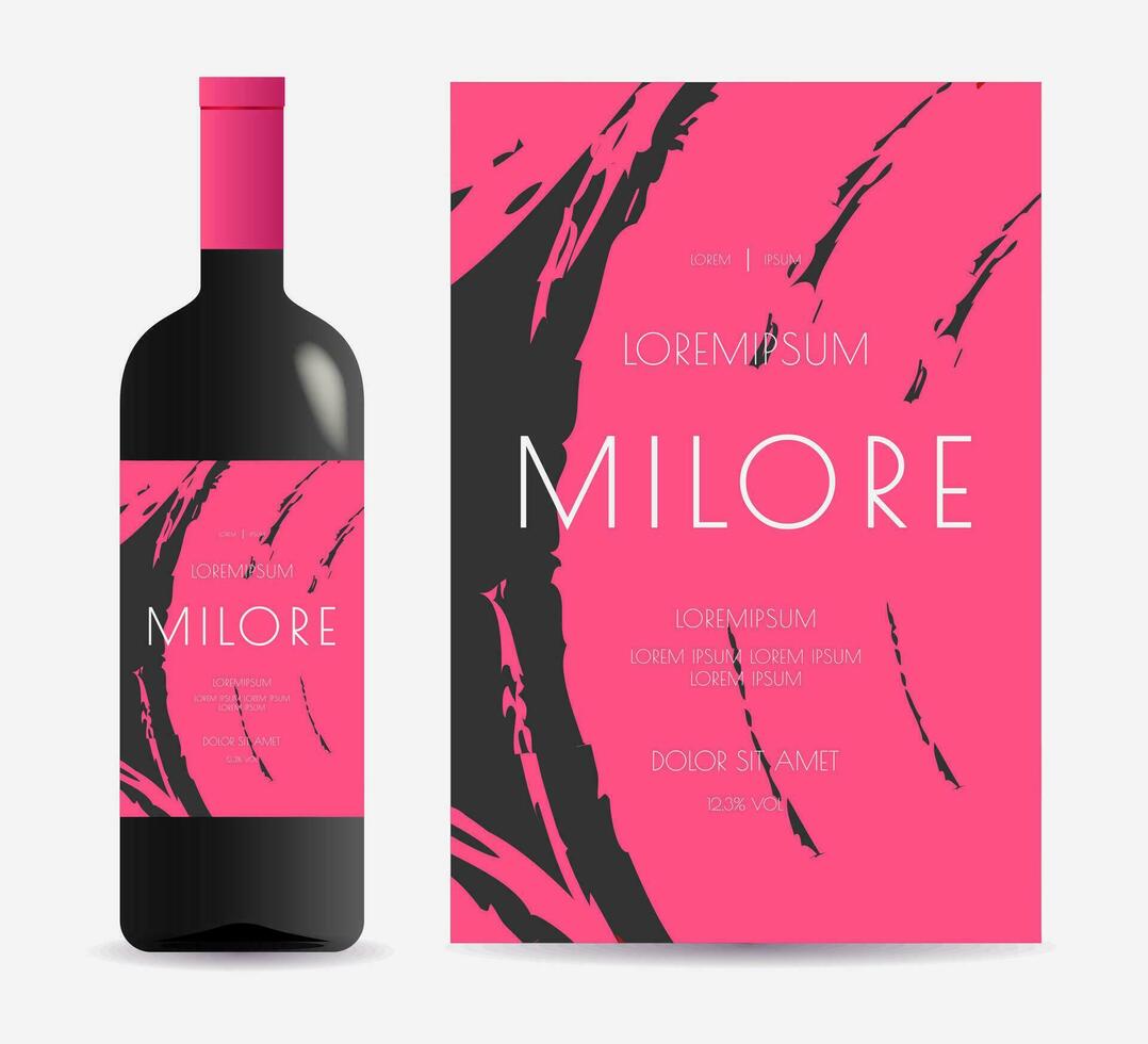 Vine label black texture background bottle mock up vector