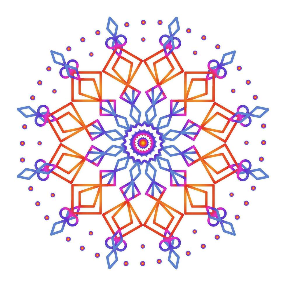 Mandala template colorful line style isolated vector