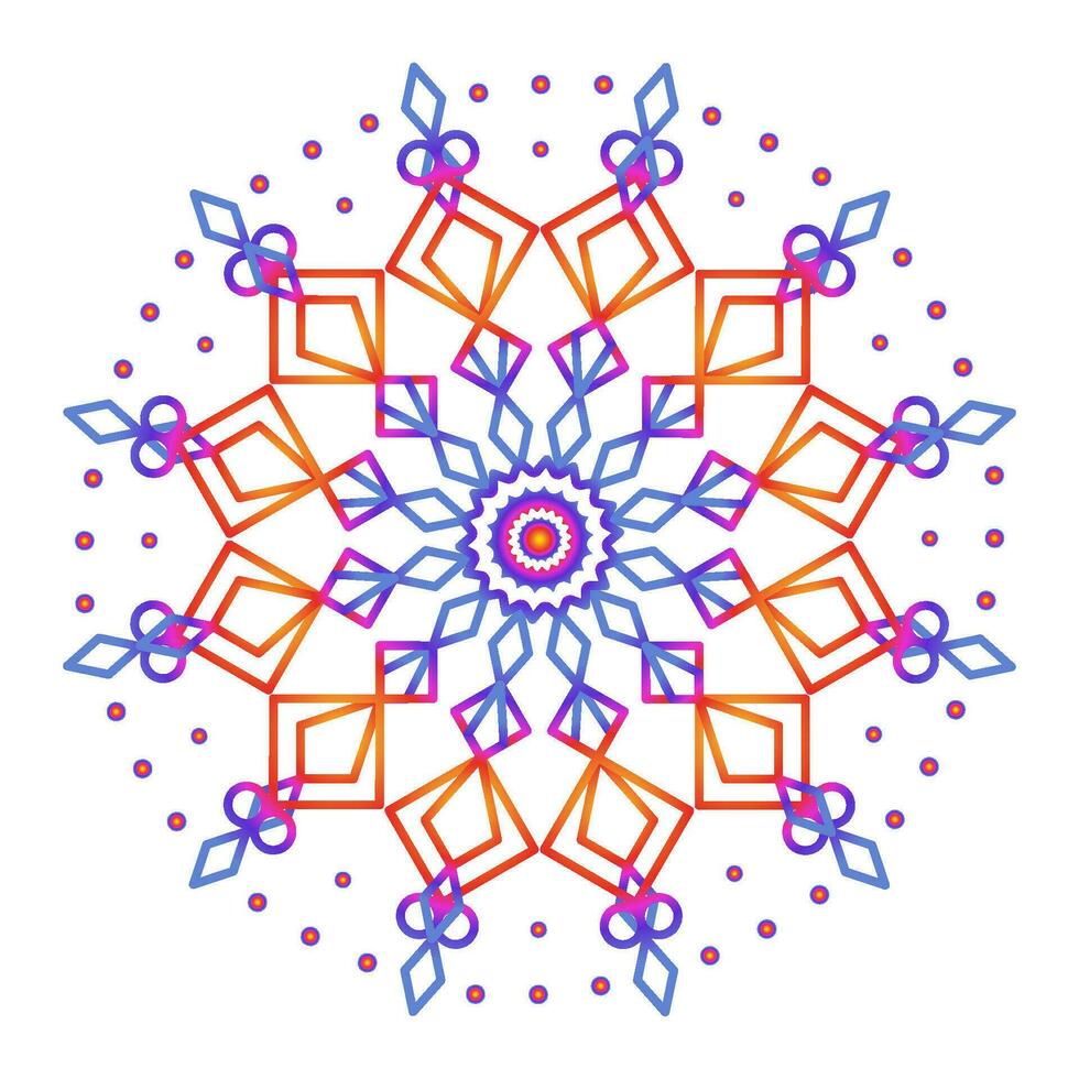 Mandala template colorful line style isolated vector