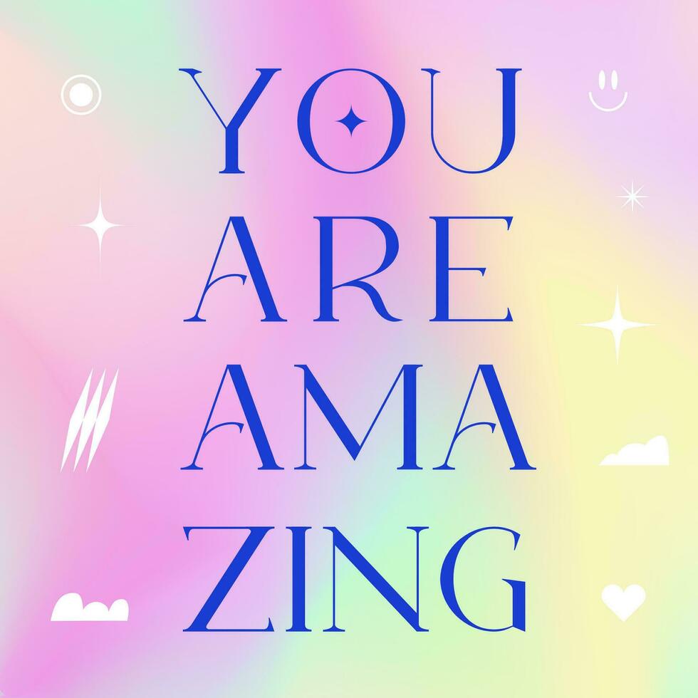 You are amazing y2k social media post template vector