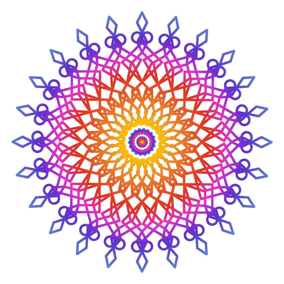 Mandala template colorful line style isolated vector