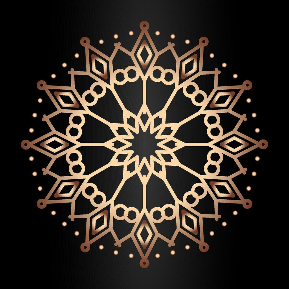 Mandala template gold line style isolated on black background vector