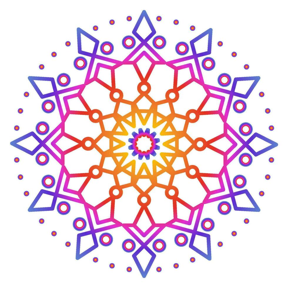 Mandala template colorful line style isolated vector