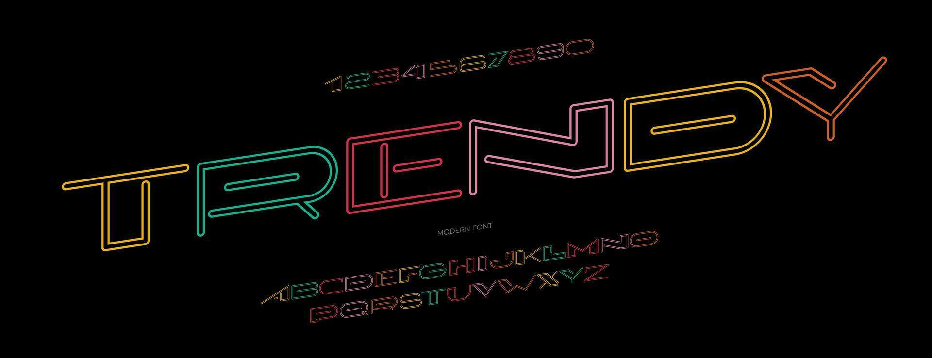 Font vector trendy line style modern typography