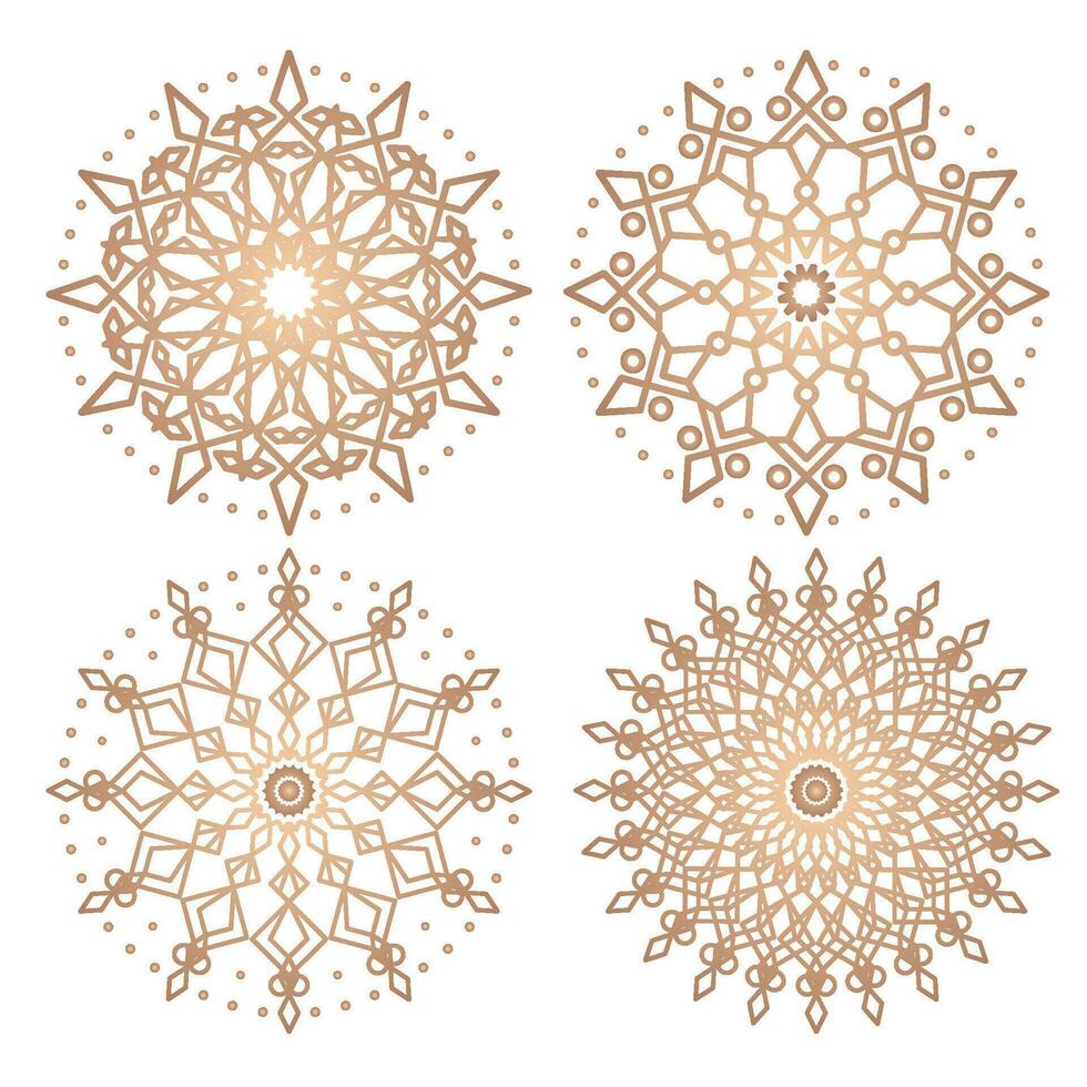 Mandala template gold line style isolated vector