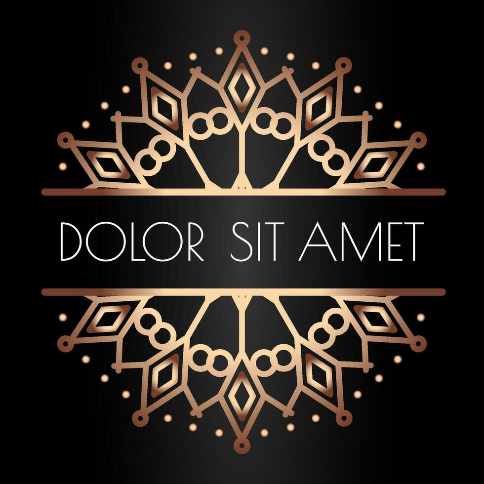 Mandala template gold line style isolated on black background vector