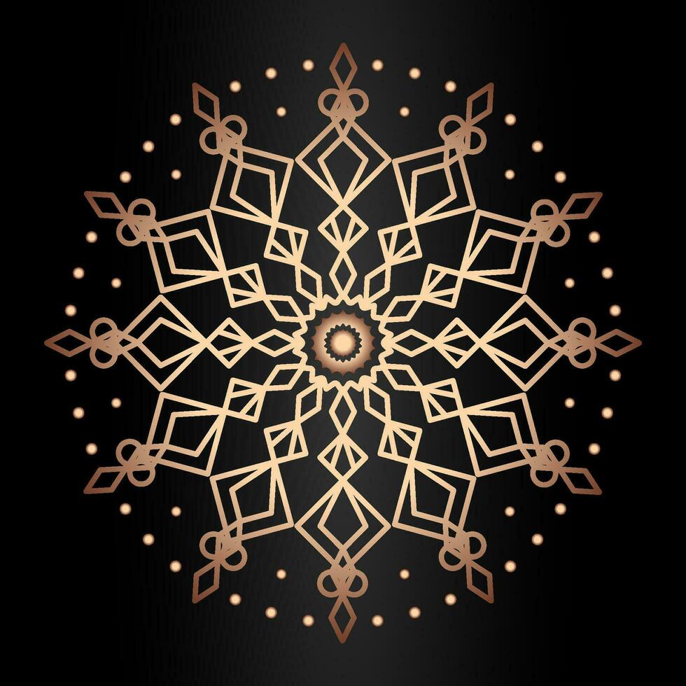 Mandala template gold line style isolated on black background vector