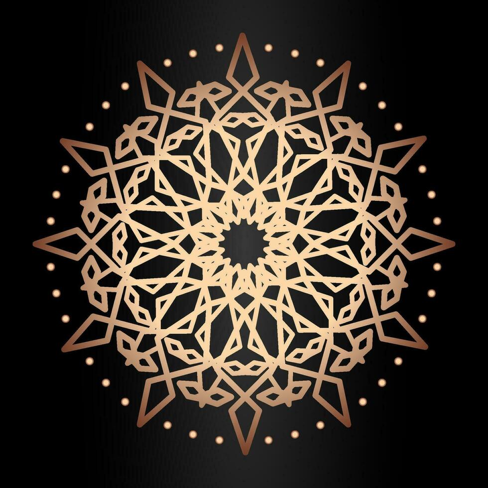 Mandala template gold line style isolated vector