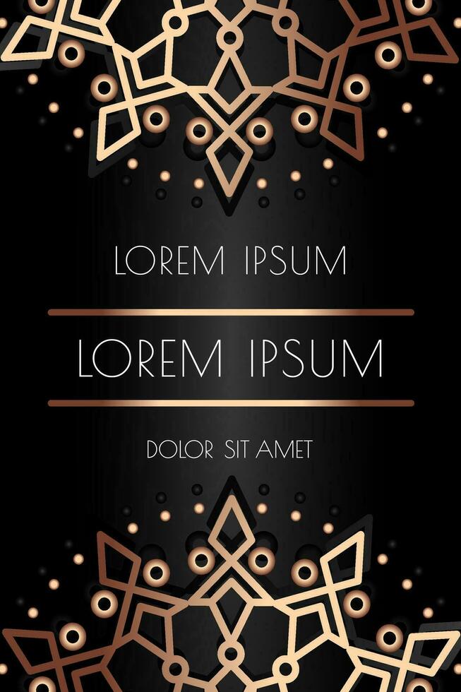 Mandala cover design template gold line style vector