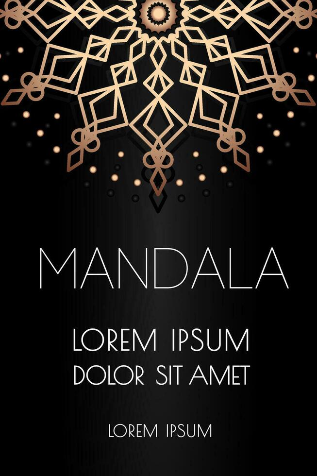 Mandala cover design template gold line style vector
