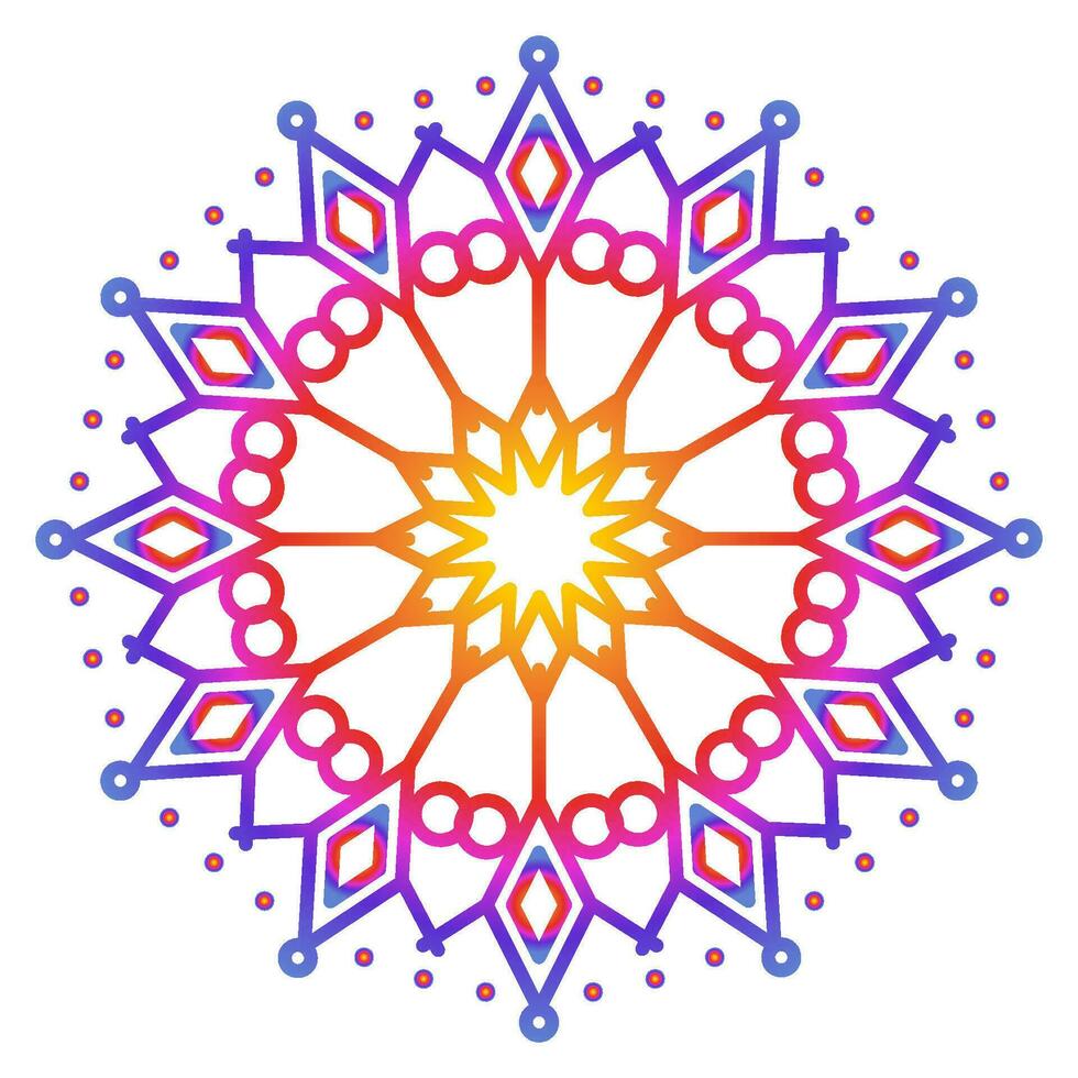 Mandala template colorful line style isolated vector