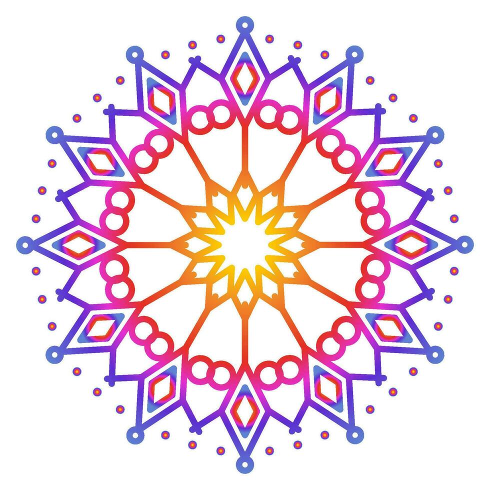 mandala modelo vistoso línea estilo aislado vector