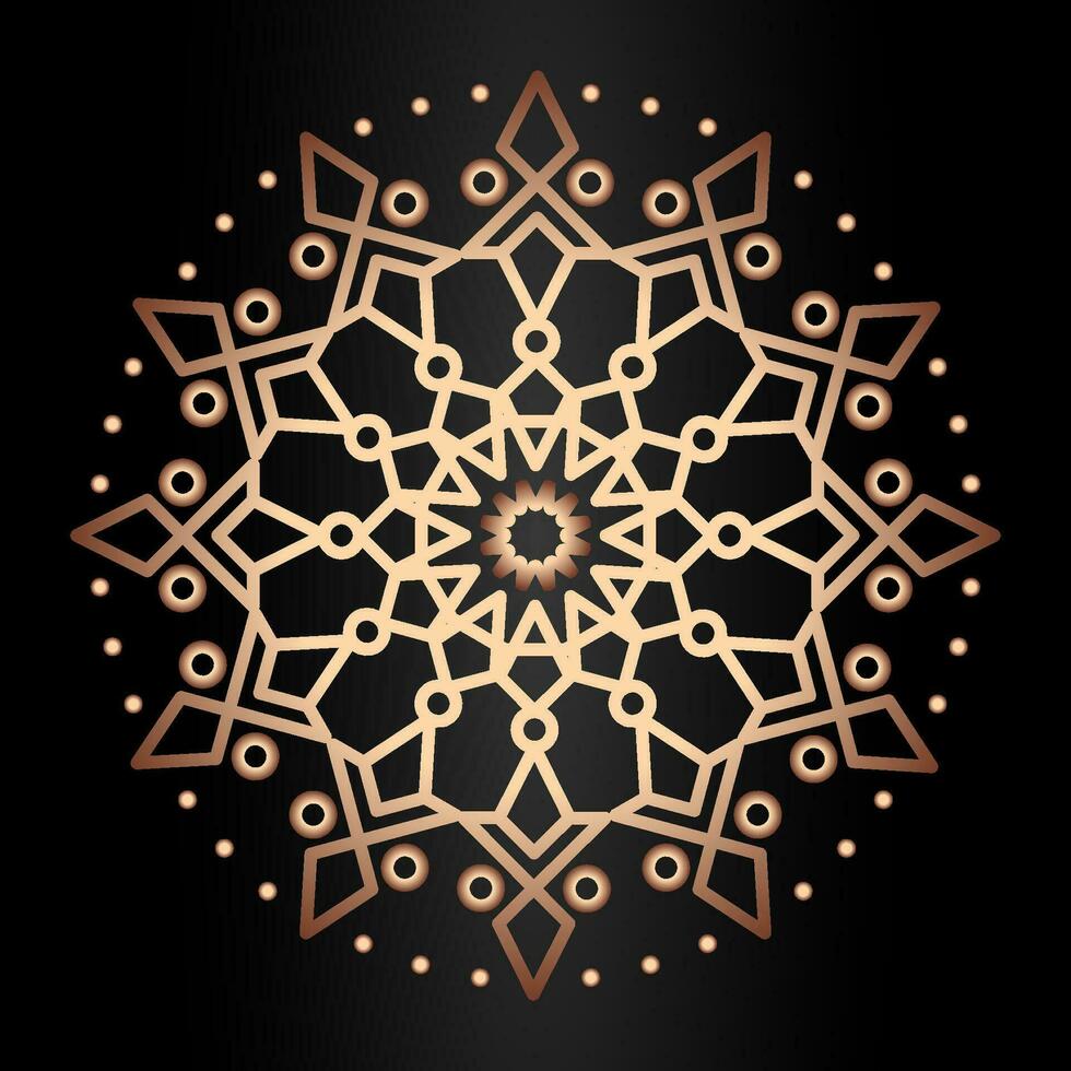 Mandala template gold line style isolated vector