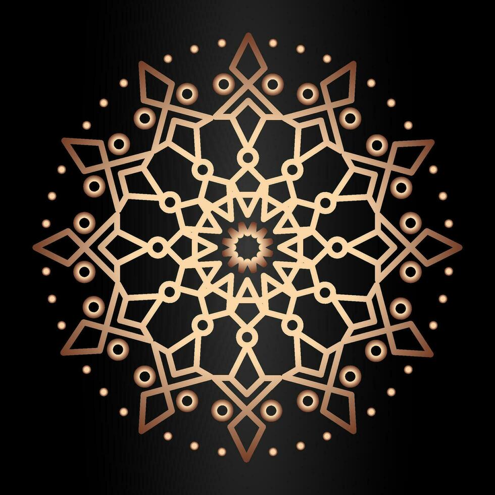 Mandala template gold line style isolated vector