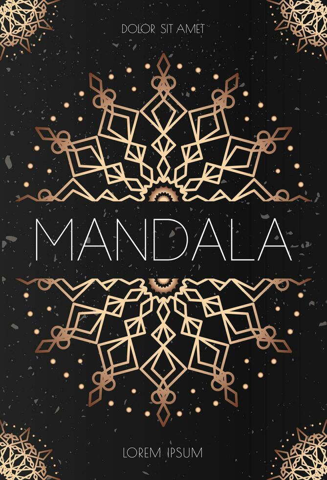 Mandala cover design template gold line style vector