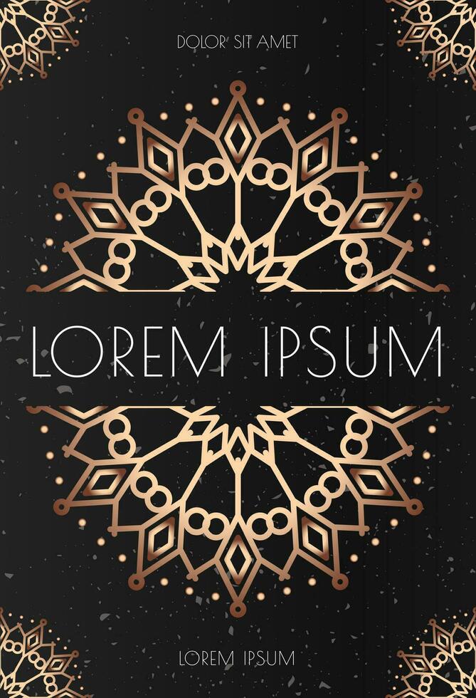 Mandala vector cover design template gold line style