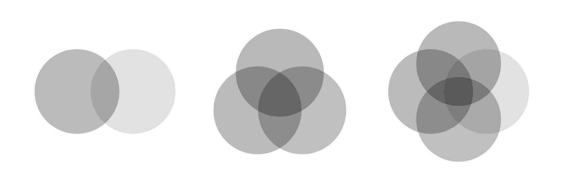 Venn diagram set black style for presentation vector