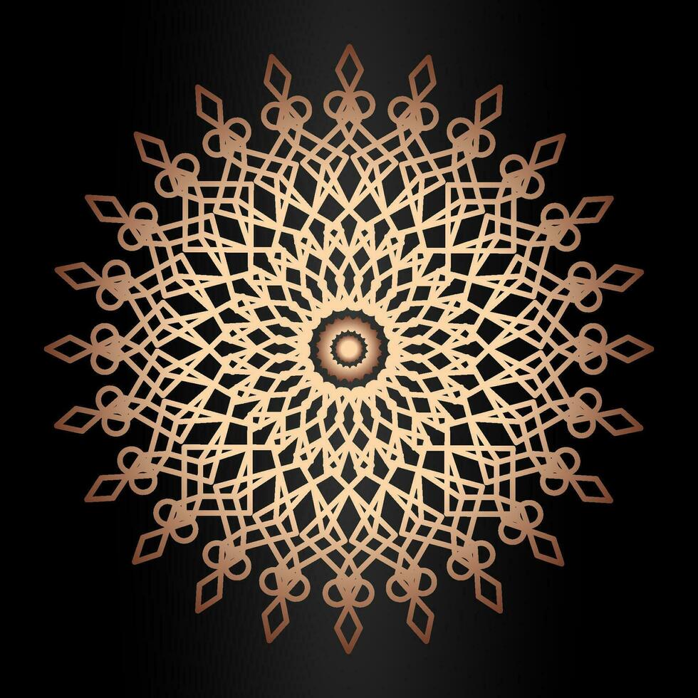 Mandala template gold line style isolated on black background vector