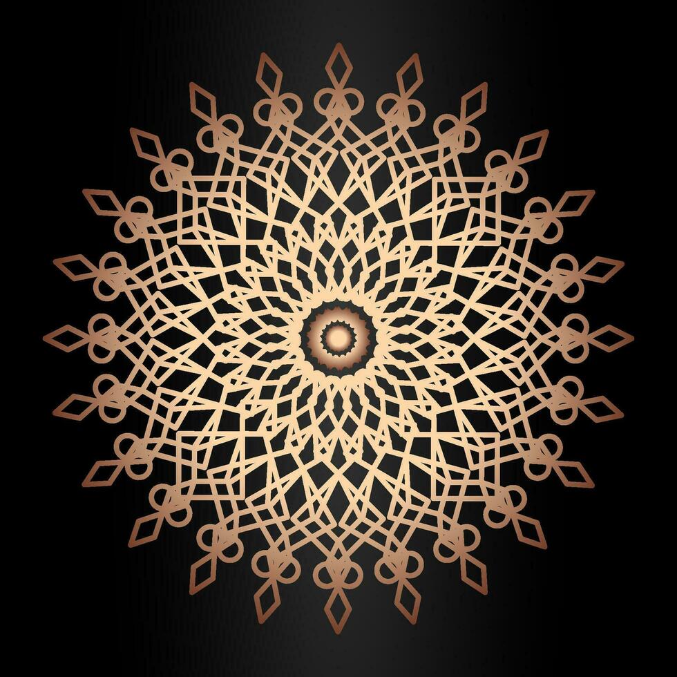 Mandala template gold line style isolated on black background vector