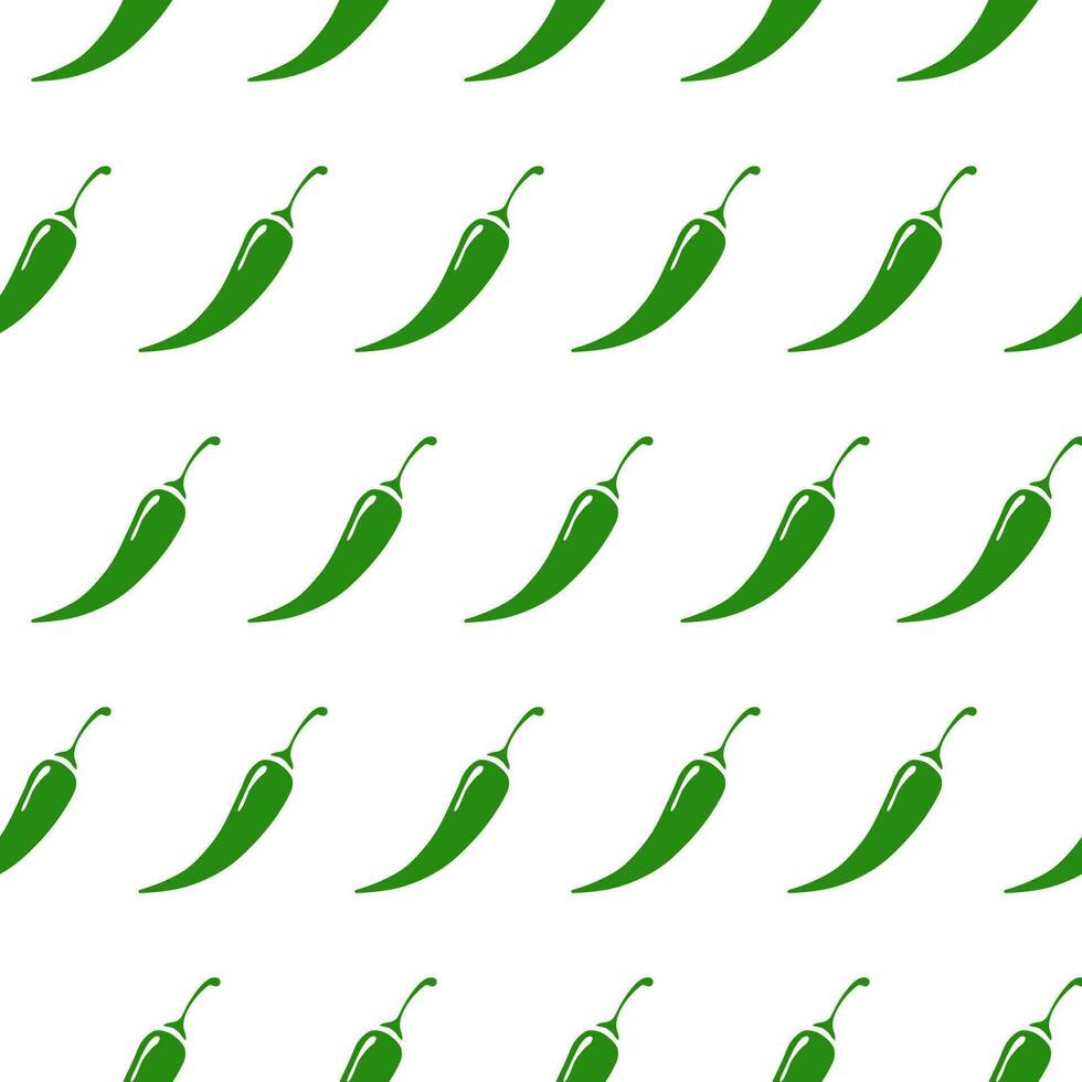 Chilli pepper pattern green color on white background vector