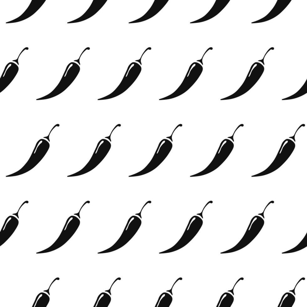 Chilli pepper pattern black color on white background vector