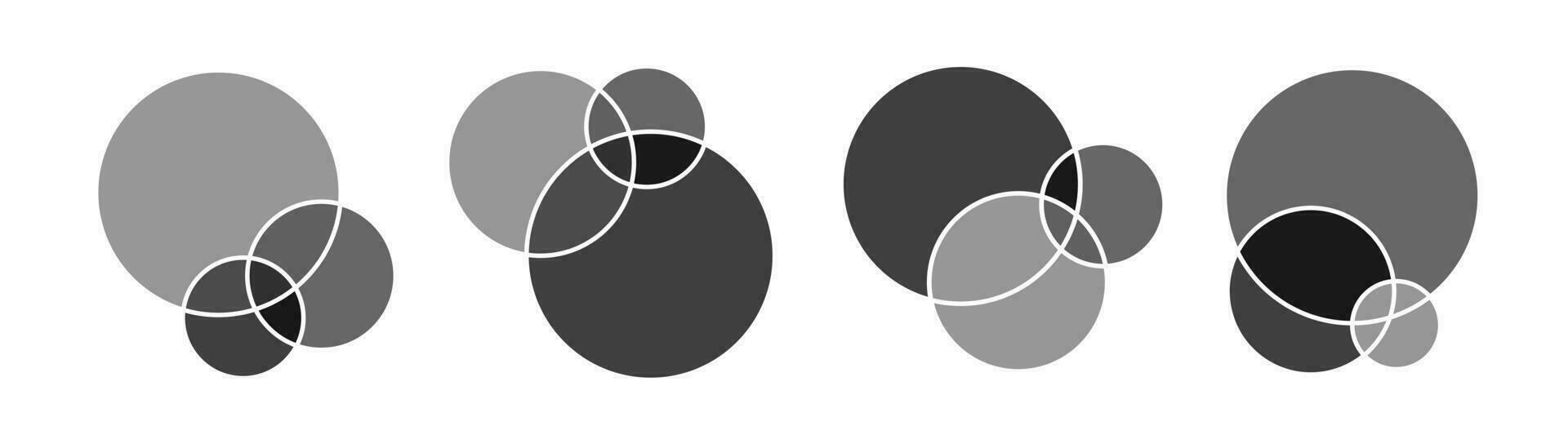 Venn diagram chart vector template grey color