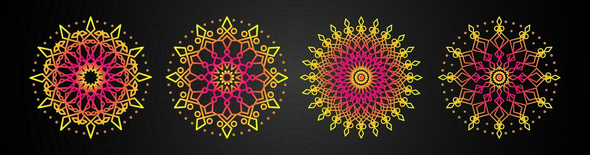 Mandala template colorful line style isolated vector