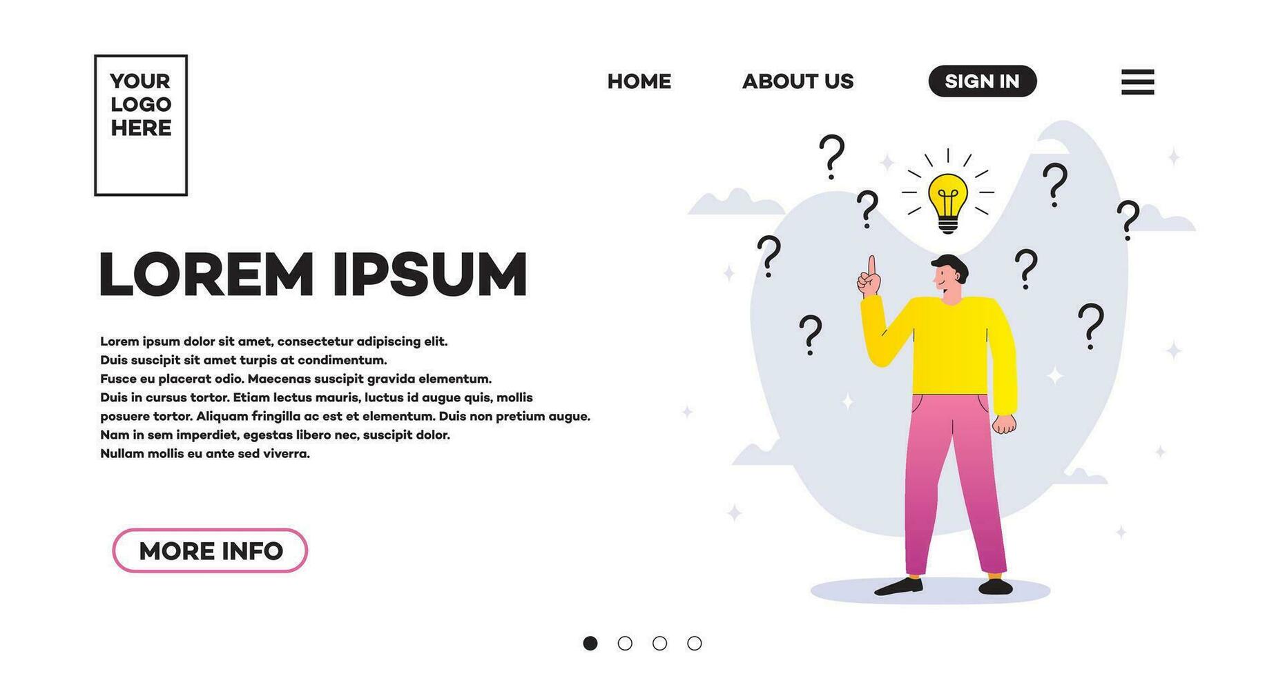 Human with lightbulb bussines concept web page vector