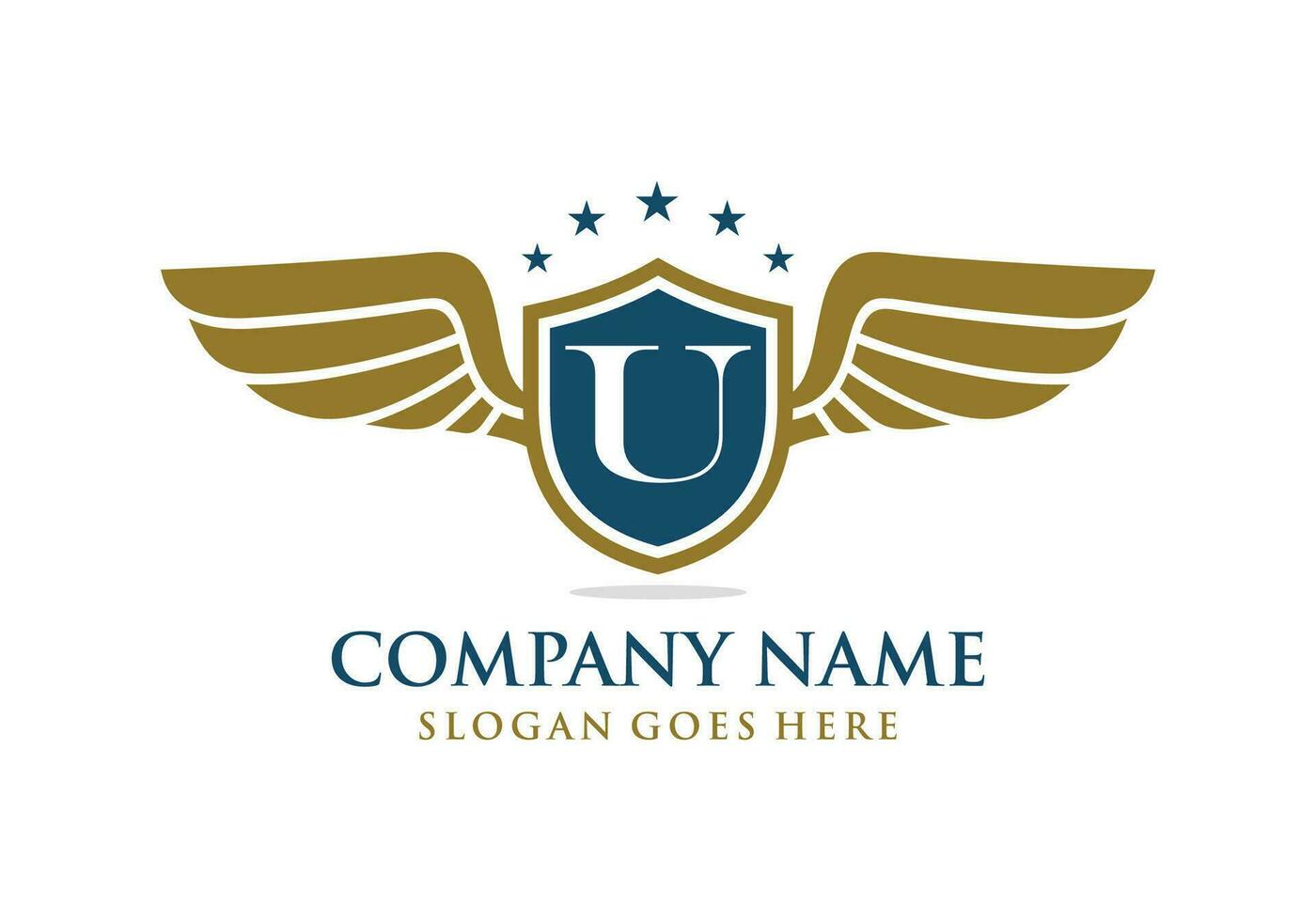 Letter U initial wing logo design vector