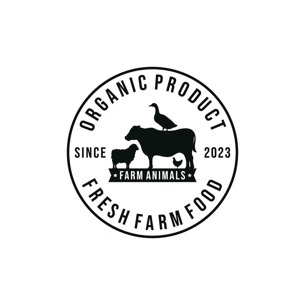 Farm animals logo design vector. Livestock logo vector