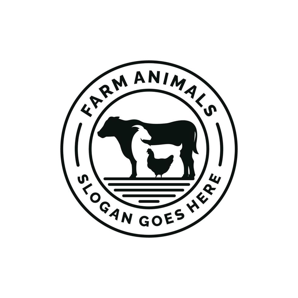 Farm animals logo design vector. Livestock logo vector