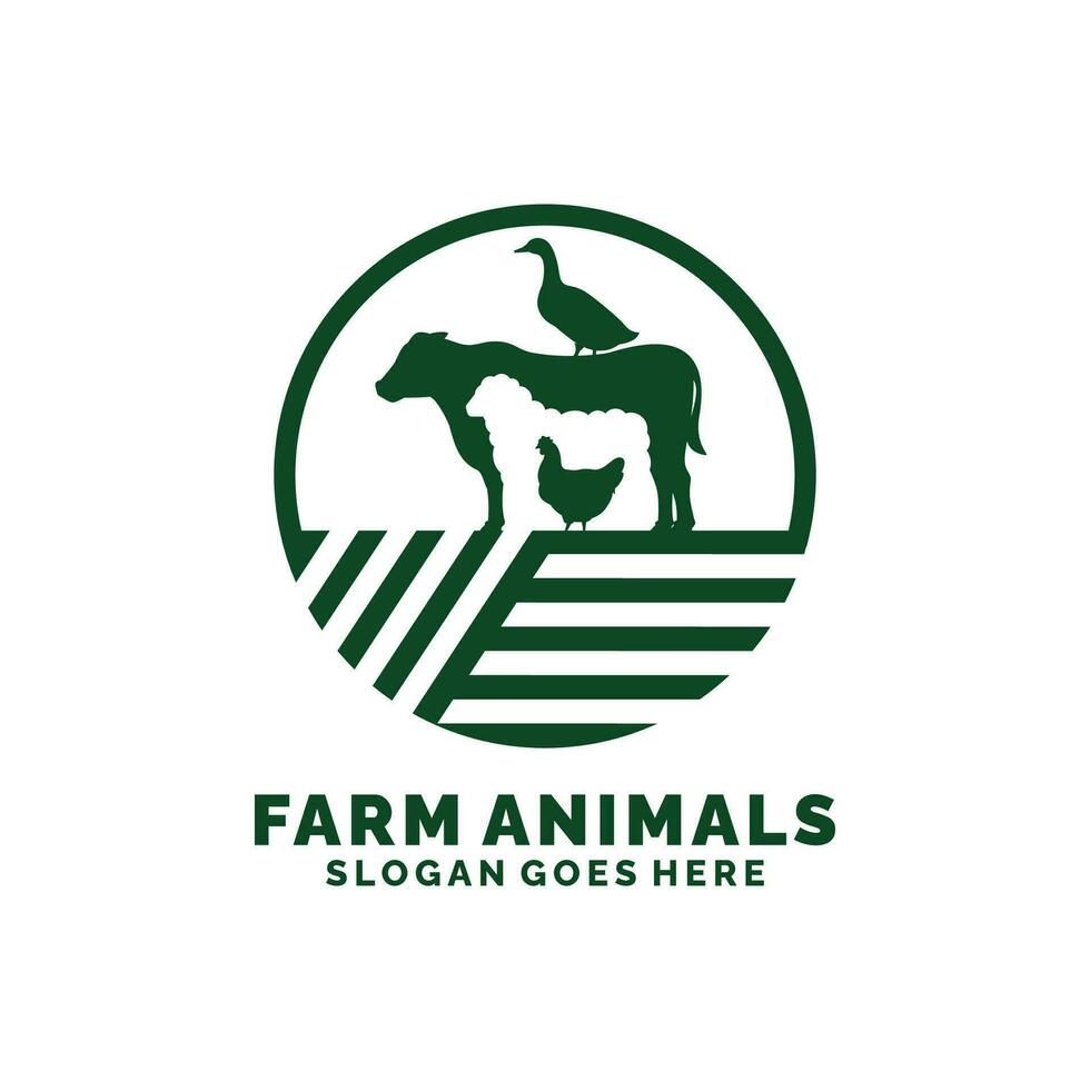 Farm animals logo design vector. Livestock logo vector