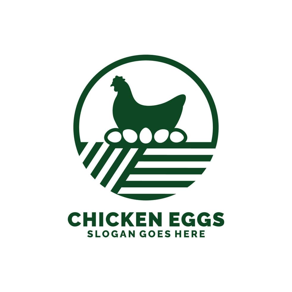 Chicken eggs farm logo design vector