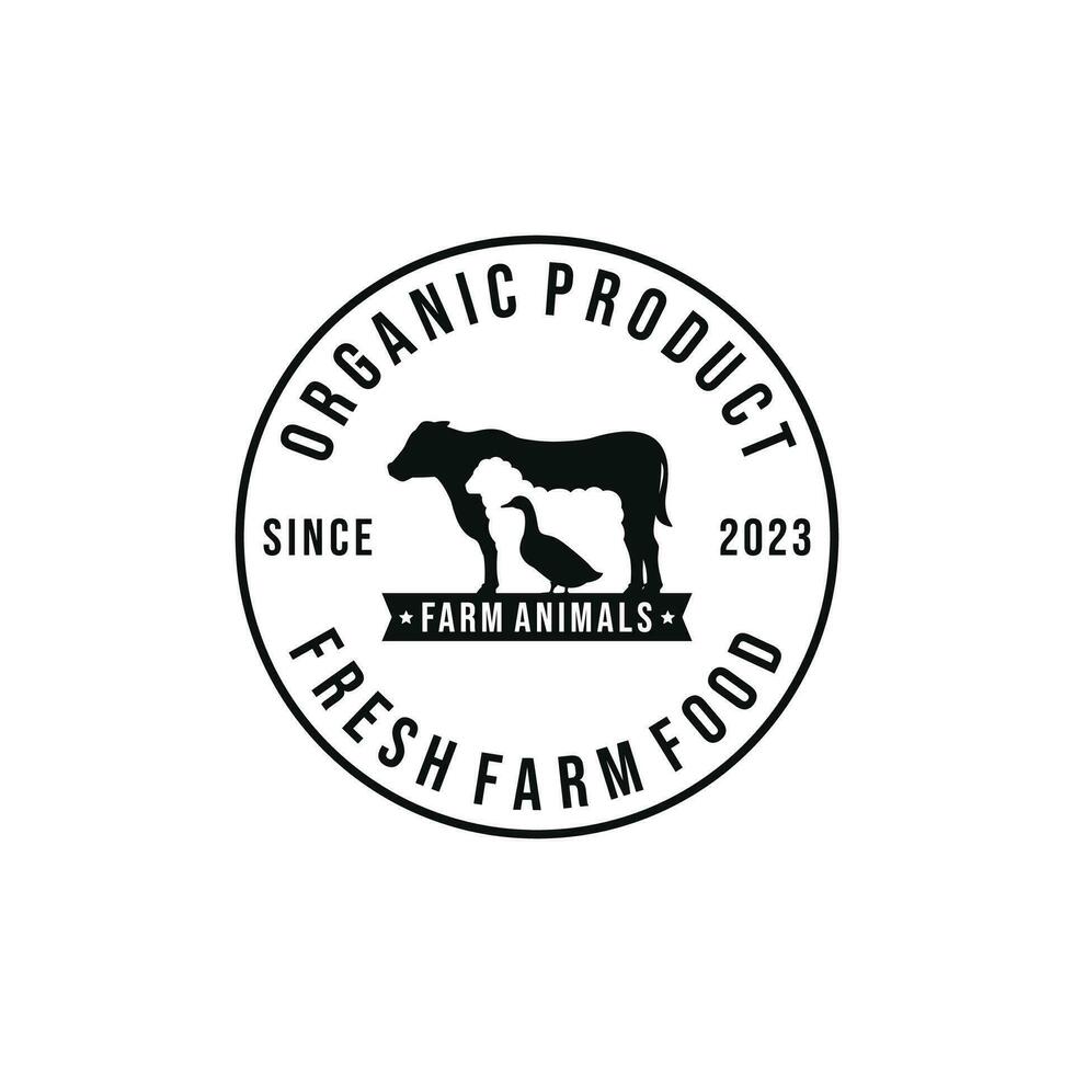 Farm animals logo design vector. Livestock logo vector