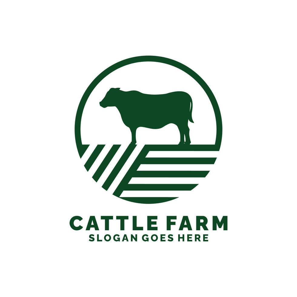 Cattle farm logo design vector illustration. Cow farm logo. Livestock logo vector