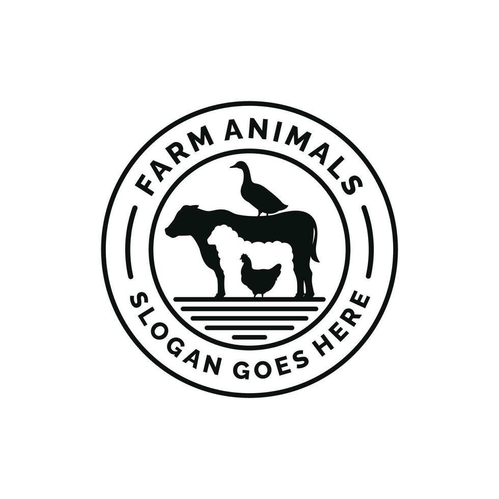 granja animales logo diseño vector. ganado logo vector