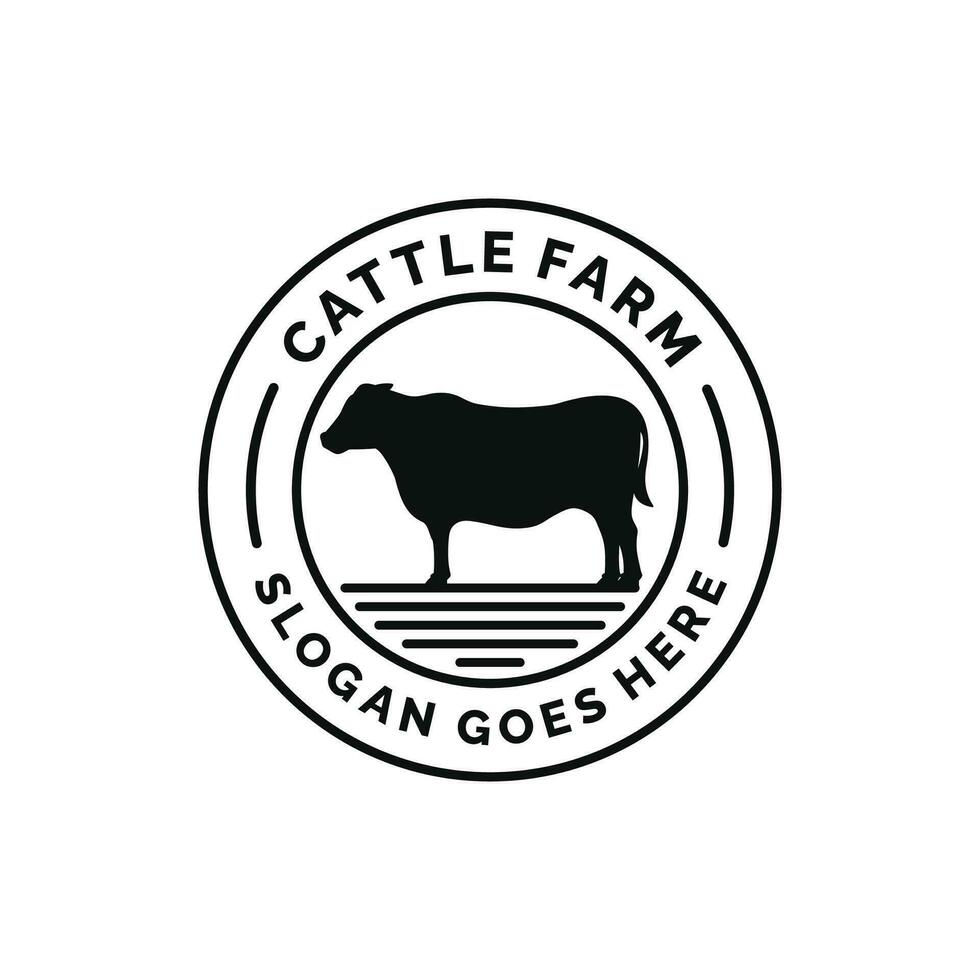 Cattle farm logo design vector illustration. Cow farm logo. Livestock logo vector