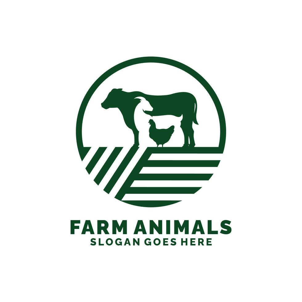 Farm animals logo design vector. Livestock logo vector