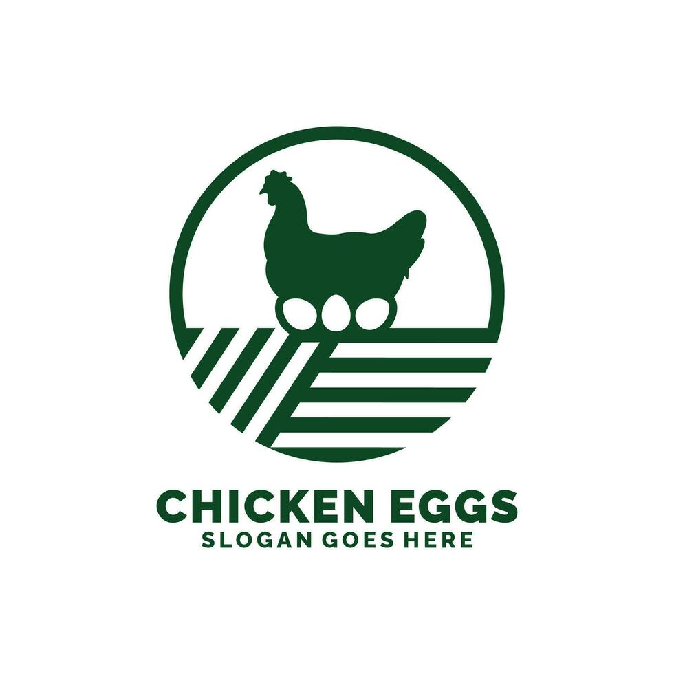 Chicken eggs farm logo design vector