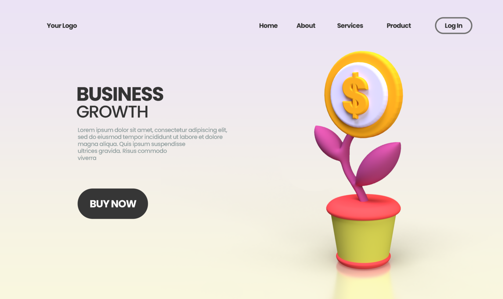 business growth concept illustration Landing page template for business idea concept background psd