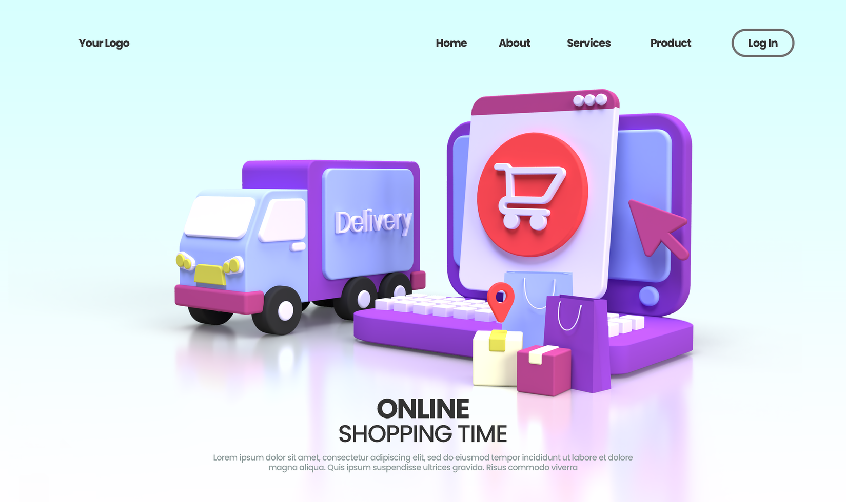 Online Shopping concept illustration Landing page template for business idea concept background psd