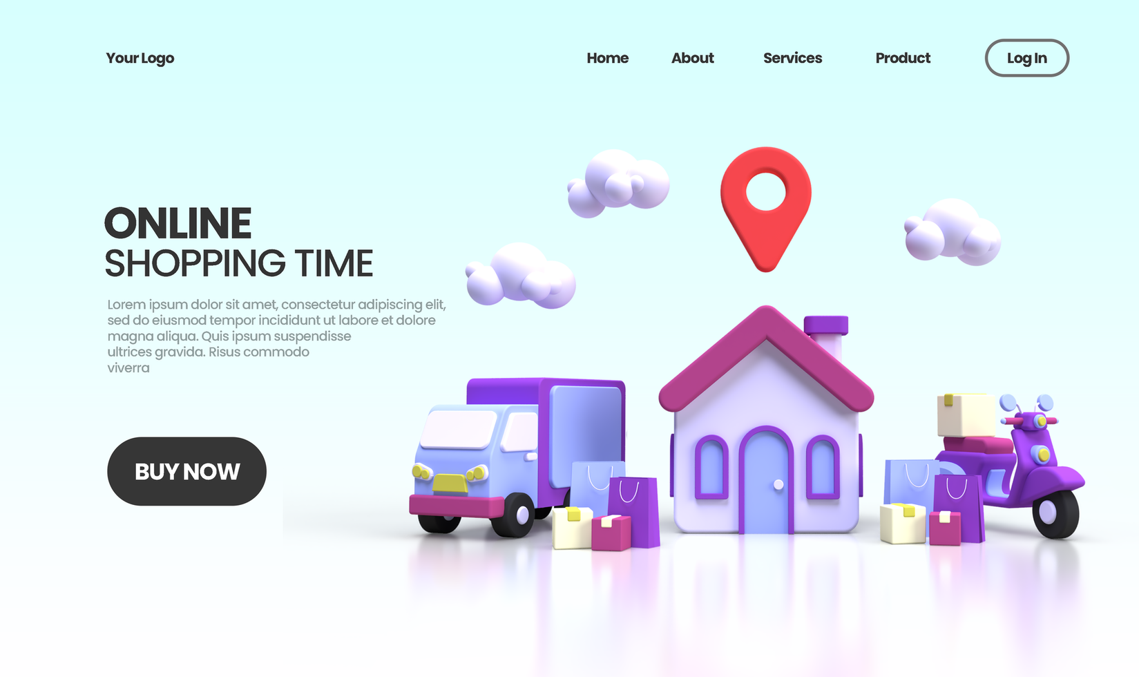 Online Shopping concept illustration Landing page template for business idea concept background psd