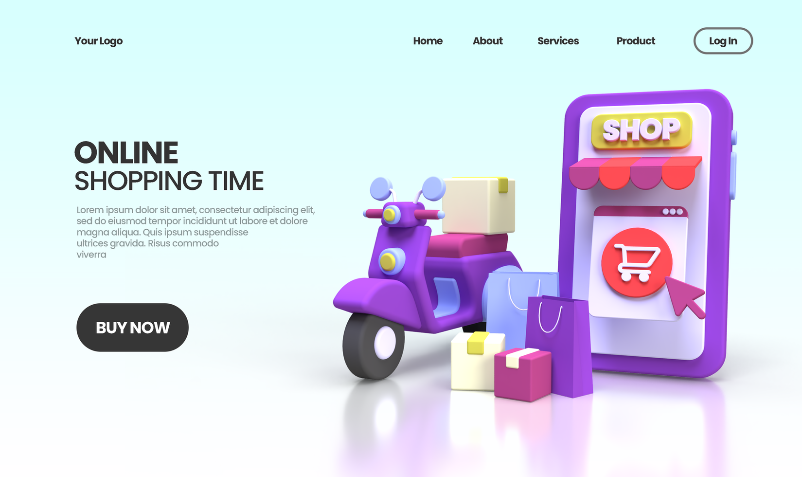 Online Shopping concept illustration Landing page template for business idea concept background psd