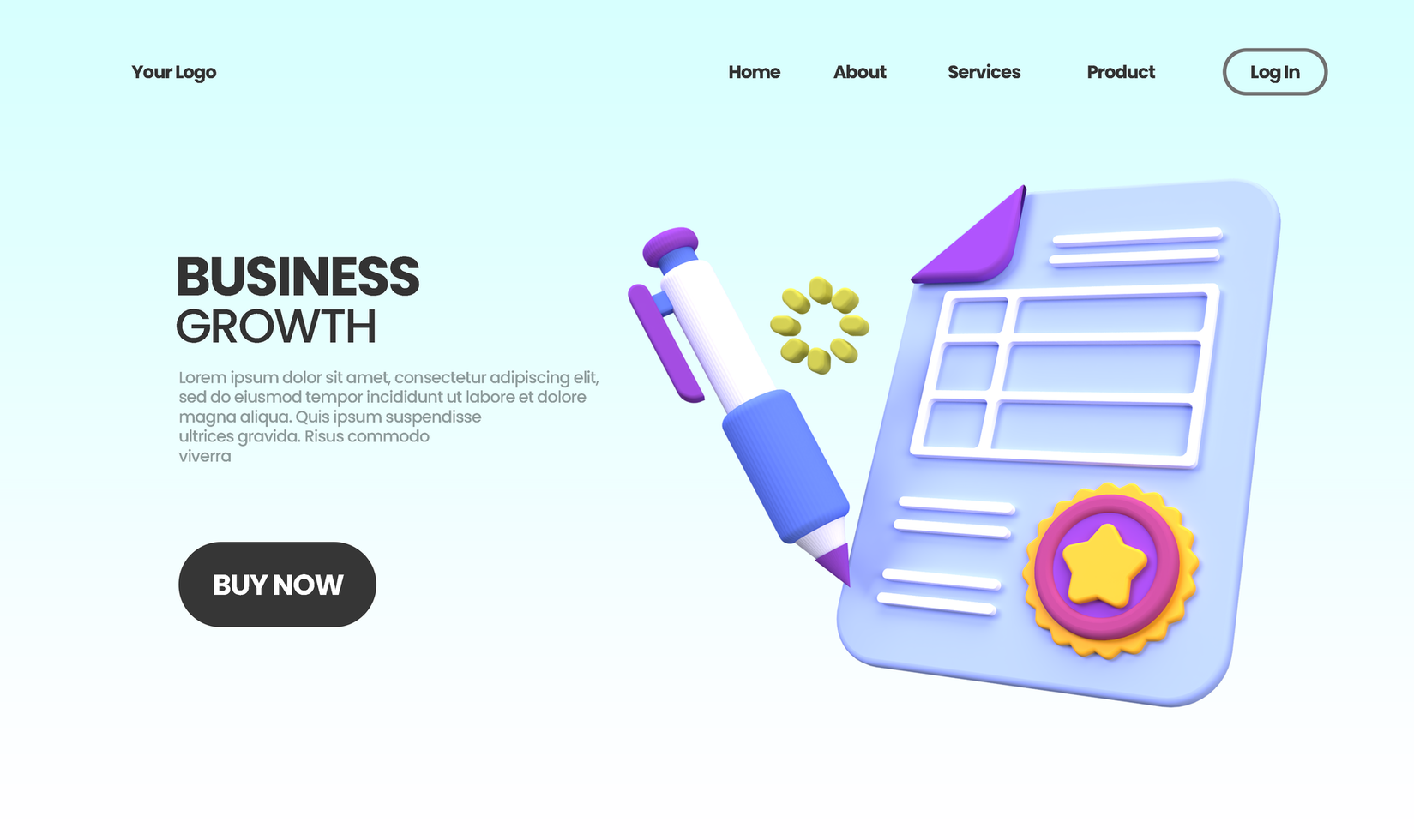 business growth concept illustration Landing page template for business idea concept background psd