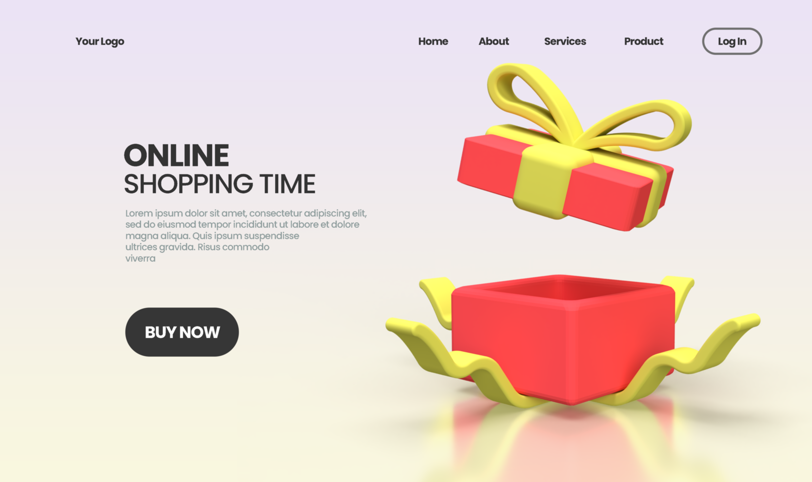 open gift surprise boxes illustration Landing page template for business idea concept background psd