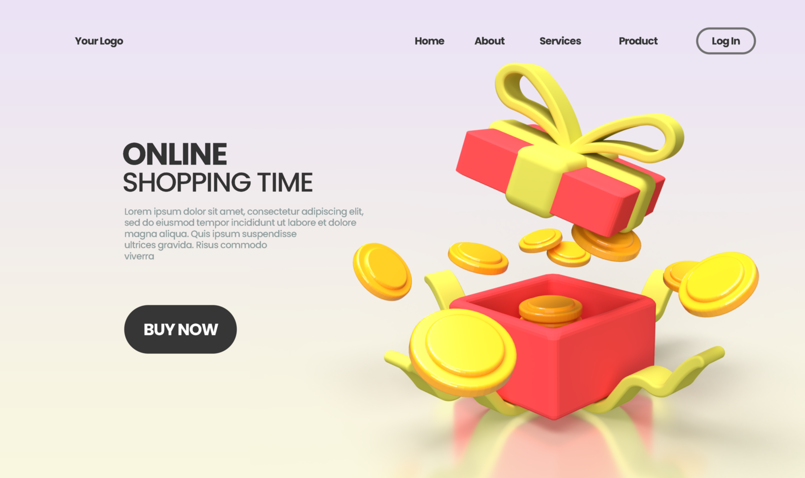 open gift surprise boxes illustration Landing page template for business idea concept background psd